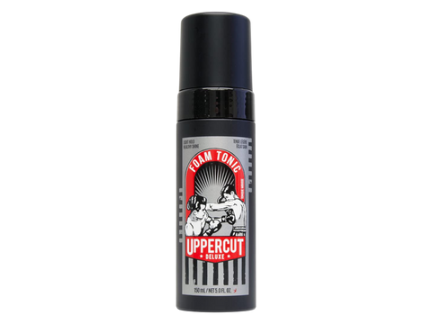 Uppercut Deluxe Foam Tonic 150ml front view of lightweight styling foam bottle with branding