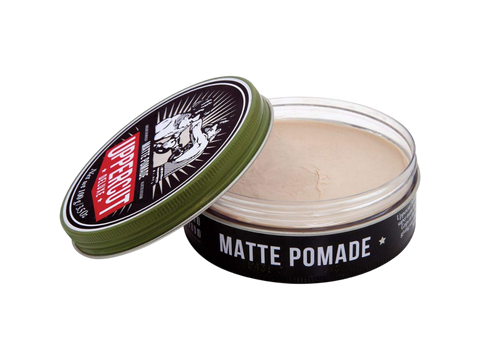 Uppercut Deluxe Matte Pomade 100g open top lid view showing product branding and 100g size