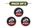Three round tins of Uppercut Deluxe Matte Poudré hair product arranged on a white background under a dark olive green banner that reads 'PACK OF 3'.