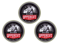 Uppercut Deluxe Matte Pomade 100g texture close up on finger showing medium hold matte finish styling product 3 packs