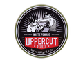 Uppercut Deluxe Matte Pomade 100g texture close up on finger showing medium hold matte finish styling product
