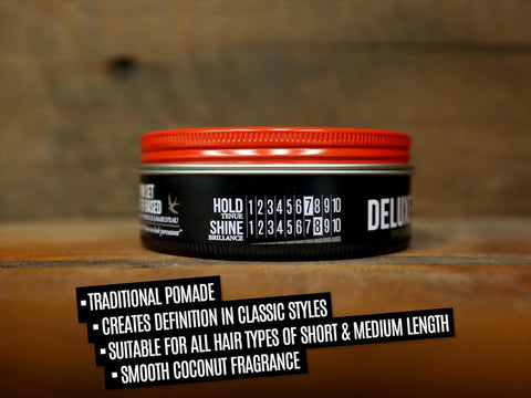 Uppercut Deluxe Pomade 300g top lid view showing product logo and 300g size