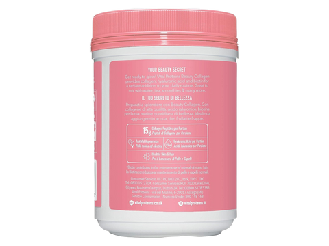 Vital Proteins Beauty Collagen strawberry lemon powder tub 271g supplement facts and ingredients