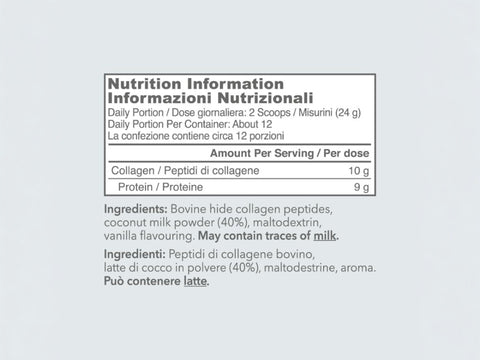 Vital Proteins Collagen Creamer vanilla powder tub 305g supplement facts and ingredients