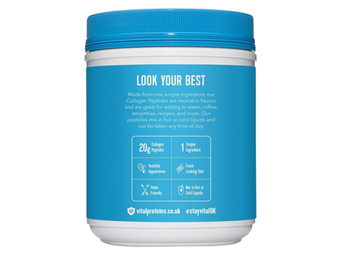 Vital Proteins Collagen Peptides unflavoured powder tub 567g supplement facts and ingredients
