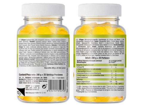 WEIDER Collagen Gummies – Pineapple Flavour | 50 Gummies | Peptan + Vitamin C ingredients & barcode