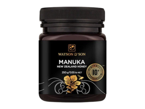 Watson & Son Black Label Manuka Honey MGS10+ (MGO300) 250g jar front label packaging