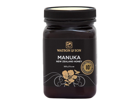 Watson & Son Black Label Manuka Honey MGS10+ (MGO300) 500g jar front label packaging
