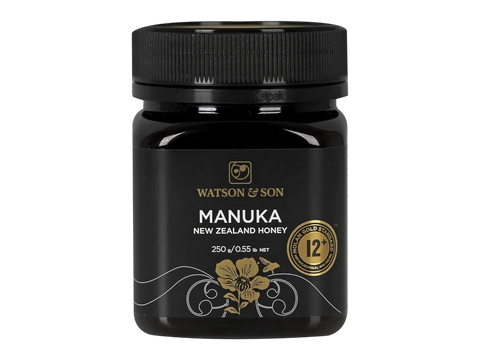 Watson & Son Black Label Manuka Honey MGS12+ (MGO400) 250g jar front label packaging