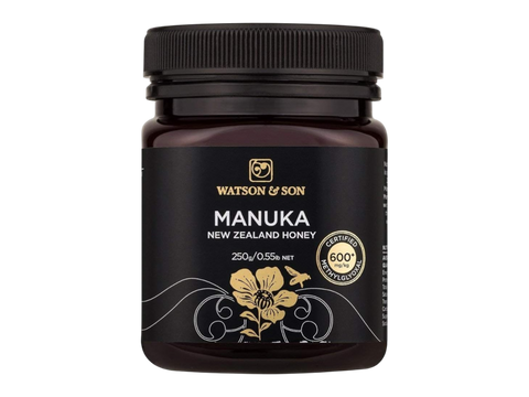 Watson & Son Black Label Manuka Honey MGS16+ (MGO600) 250g jar front label packaging