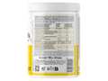 Nutritional label on a supplement container with white and yellow design.