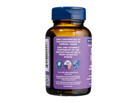 Back image: Wiley’s Finest Bold Vision supplement facts bottle 60 count