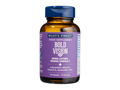 Front image: Wiley’s Finest Bold Vision wild alaskan fish oil capsules bottle 60 count