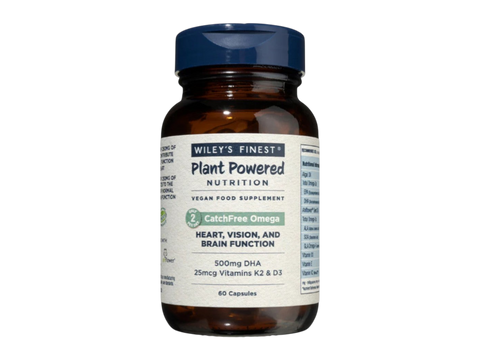 Wiley's Finest CatchFree vegan omega-3 softgels bottle front label 60 softgels
