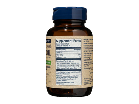 Supplement Facts & Ingredients Image: Wiley's Finest fish oil minis omega-3 ingredients label 180 softgels bottle
