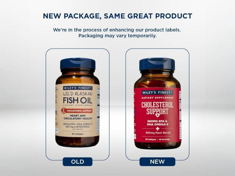 Wiley's Finest Omega-3 Fish Oil with Plant Sterols - 90 Softgels old & new packaging