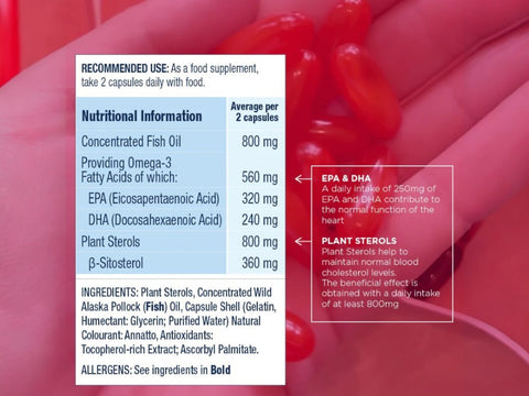 Wiley's Finest Omega-3 Fish Oil with Plant Sterols supplement facts panel 90 softgels