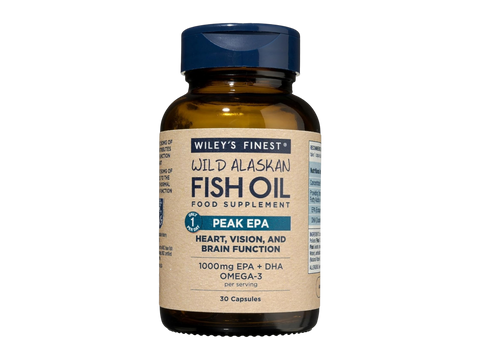 Wiley's Finest Wild Alaskan fish oil Peak EPA 1000mg 30 capsules bottle front