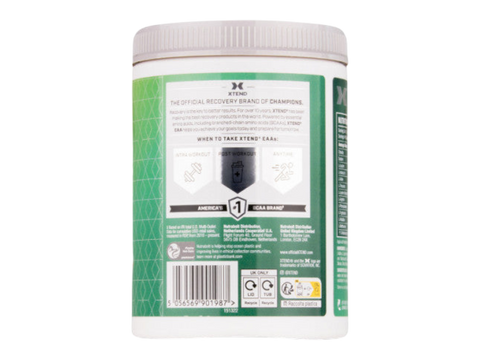 Container with green label and white cap on a white background