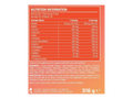 Nutrition information label on a supplement package with an orange background.