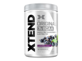 Container of XTEND BCAA supplement with black currant flavor on a white background
