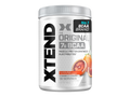 Container of Xtend BCAA supplement with blood orange flavor on a white background