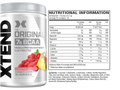 Container of XTEND BCAA supplement with nutritional information label