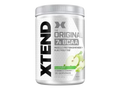 Container of XTEND BCAA supplement with green apple flavor on a white background