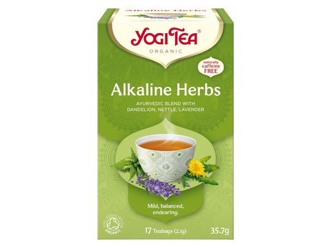 Yogi Tea Alkaline Herbs packaging on a white background