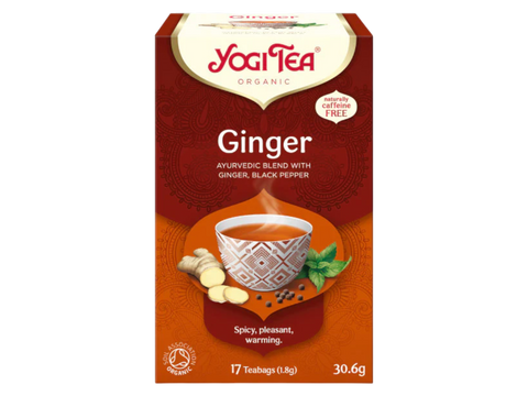 Yogi Tea Ginger tea box on a white background