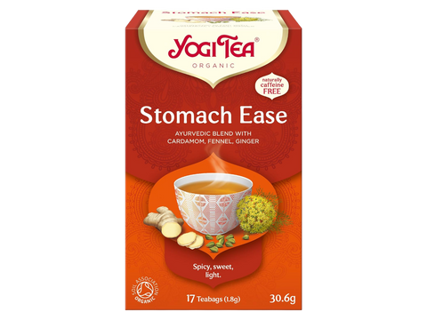Yogi Tea Stomach Ease package on a white background