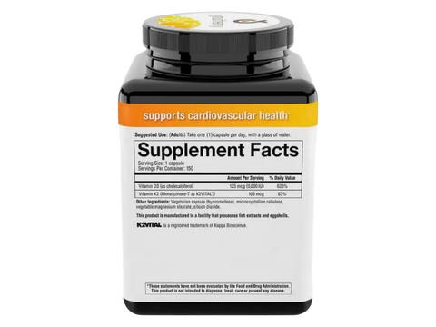 Youtheory K2D3 4000IU – 150 Veggie Capsules nutrition information and ingredients