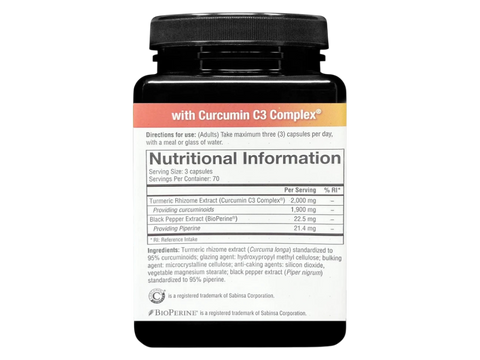 Youtheory Turmeric – 2000 mg – 210 Veggie Capsules nutrition information