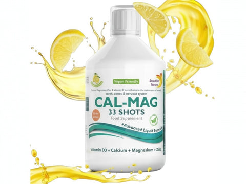 Lifestyle/use image: Swedish Nutra Cal-Mag liquid lemon flavour daily use 500ml
