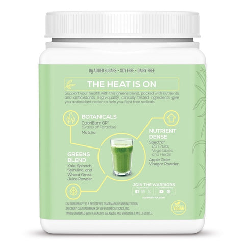 Sunwarrior Shape Thermo Greens unflavoured powder drink mix preparation instructions tub 210g