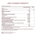 IM8 Daily Ultimate Longevity supplement facts and ingredients label 30 sachets