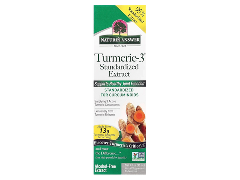 Nature's Answer Turmeric-3 Alcohol-Free Liquid Extract 30ml box curcumin supplement front label