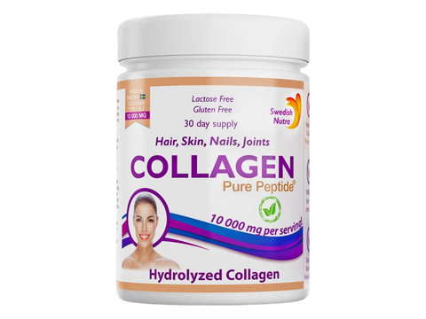 Front image: Swedish Nutra Collagen Pure Peptide powder unflavoured 300g container