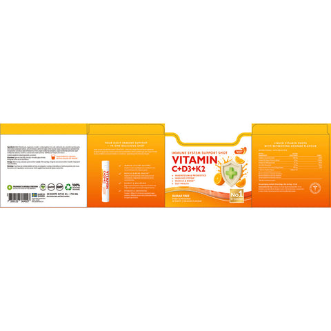 Swedish Nutra vitamin shots orange 30x25ml barcode packaging